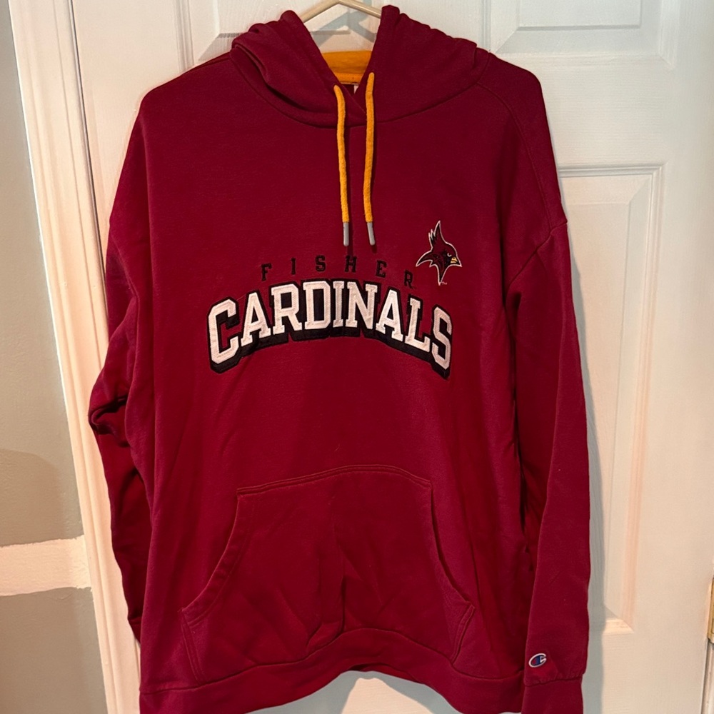 St John Fischer Cardinals Champion Red Hoodie with Yellow Drawstrings